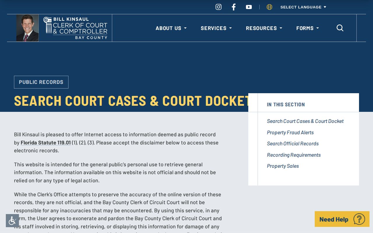 Bay County 72 hour release court event search