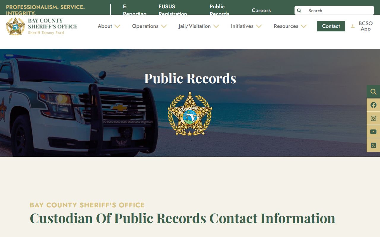 Bay County released inmate records custodian contact
