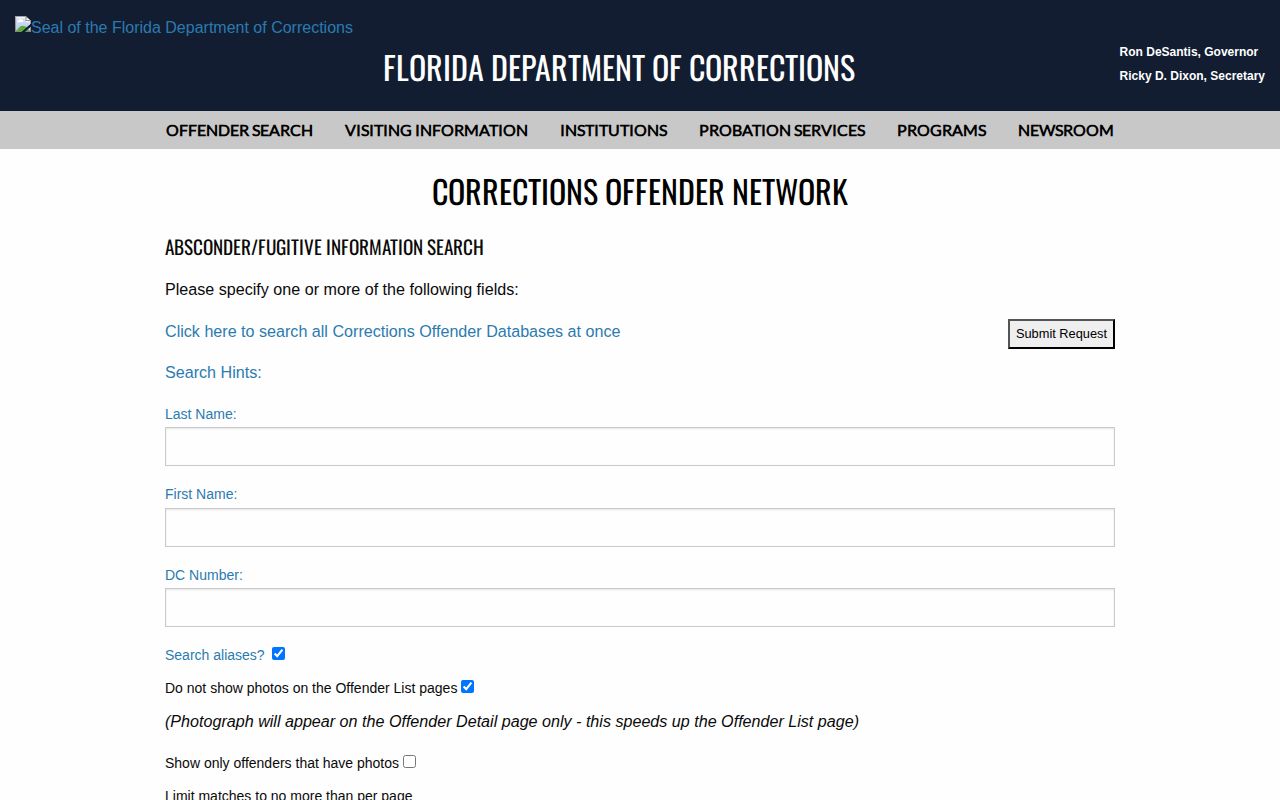 Bay County probation absconder search form